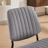 Set of 2 Retro Linen Dining Chairs with Bentwood Back & Metal Legs